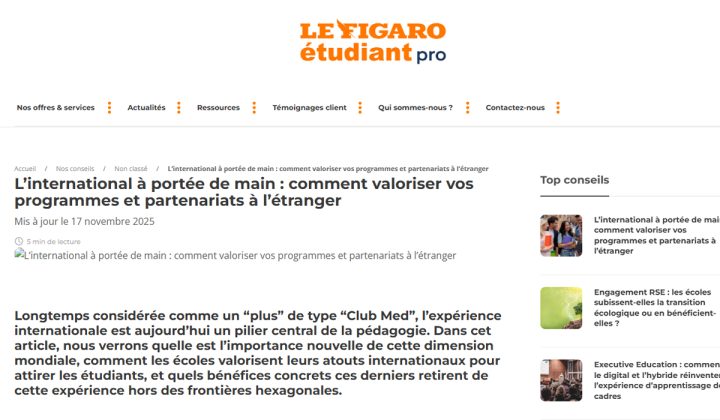EMLV Le fogaro etudiant pro linternational 720x420 - Revue de presse EMLV – Septembre-Novembre 2025