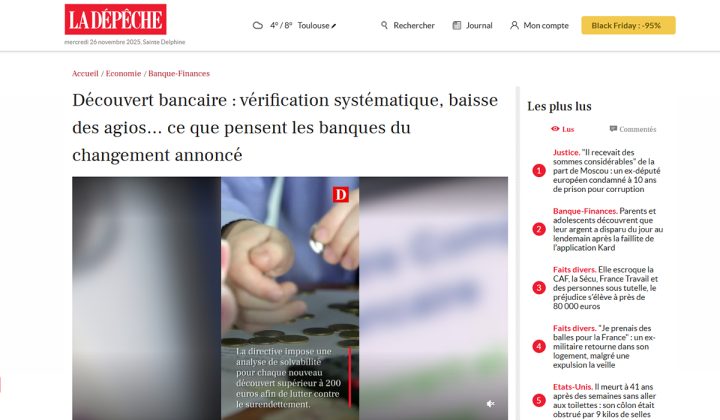 EMLV la depeche decouvert bancaire 720x420 - Revue de presse EMLV – Septembre-Novembre 2025
