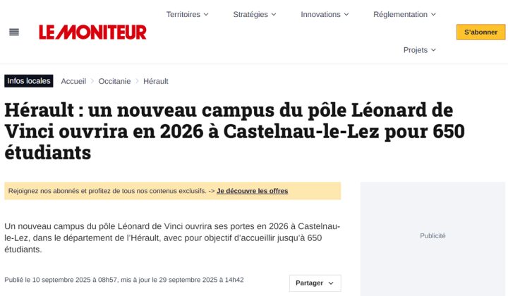 EMLV le moniteur 720x420 - Revue de presse EMLV – Septembre-Novembre 2025